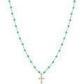 Collier Orusbijoux Collier Argent Dor&eacute; Croix En Zirconium Blanc Et Pierres Bleu Grenoble