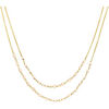 Bijoux Orusbijoux Collier Argent Dor&eacute; Doubles Cha&icirc;nes Pierre Opale Rose Dor&eacute;