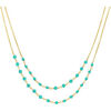 Bijoux Orusbijoux Collier Argent Dor&eacute; Doubles Cha&icirc;nes Pierre Turquoise Bleu