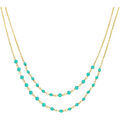 Bijoux Orusbijoux Collier Argent Dor&eacute; Doubles Cha&icirc;nes Pierre Turquoise Bleu Grenoble