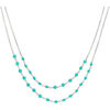 Bijoux Orusbijoux Collier Argent Rhodi&eacute; Doubles Cha&icirc;nes Pierre Amazonite Argent&eacute;