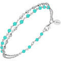Bijoux Orusbijoux Bracelet Argent Rhodi&eacute; Doubles Cha&icirc;nes Pierres Amazonite Argent&eacute;