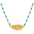 Colliers sur Grenoble : Collier Orusbijoux Collier Argent Dor&eacute; Plume Et Turquoise Bleu