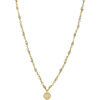 Collier Orusbijoux Collier Argent Dor&eacute; M&eacute;daillon Serti Blanc Et Pierres Dor&eacute;