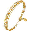 Bijoux Orusbijoux Bracelet Argent Dor&eacute; Triple Chaine Petite Perles Pierre ?il Dor&eacute;