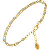 Bracelets Orusbijoux Bracelet En Argent Dor&eacute; Double Chaine Pierres Naturelles Dor&eacute;