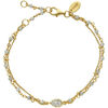 Bracelets Orusbijoux Bracelet Argent Dor&eacute; Double Chaine Goutte Et Pierres Dor&eacute;
