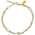 Bracelets Orusbijoux Bracelet Argent Dor&eacute; Double Chaine Goutte Et Pierres Dor&eacute; Grenoble