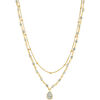 Collier Orusbijoux Collier Argent Dor&eacute; Goutte Doubles Cha&icirc;nes Pierres Dor&eacute;