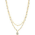 Collier Orusbijoux Collier Argent Dor&eacute; Goutte Doubles Cha&icirc;nes Pierres Dor&eacute; Grenoble