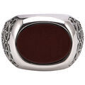 Bijoux Orusbijoux Bague Chevali&egrave;re Homme Argent Noblesse ?il De Tigre Rouge Rouge