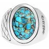 Bijoux Orusbijoux Bague Homme Turquoise Asym&eacute;trique Argent Bleu