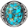 Bijoux Orusbijoux Bague Homme Argent Symbole Pierre Turquoise