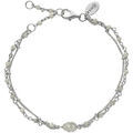 Bracelets Orusbijoux Bracelet Argent Rhodi&eacute; Double Chaine Goutte Et Pierres Argent&eacute; Grenoble
