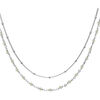 Collier Orusbijoux Collier Argent Rhodi&eacute; Double Chaine Et Pierres Naturelles Argent&eacute;