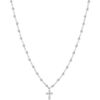 Collier Orusbijoux Collier Argent Rhodi&eacute; Croix En Zirconium Blanc Et Pierres Argent&eacute;