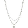 Collier Orusbijoux Collier Argent Rhodi&eacute; Goutte Doubles Cha&icirc;nes Pierres Argent&eacute;