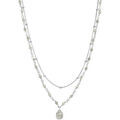 Collier Orusbijoux Collier Argent Rhodi&eacute; Goutte Doubles Cha&icirc;nes Pierres Argent&eacute; Grenoble