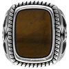 Bijoux Orusbijoux Bague Argent Homme Temple Pierre ?il De Tigre Marron