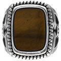 Bijoux Orusbijoux Bague Argent Homme Temple Pierre ?il De Tigre Marron