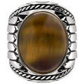 Bijoux Orusbijoux Bague Homme Argent ?il De Tigre Indiana Marron Grenoble