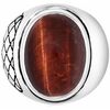 Bijoux Orusbijoux Bague Homme ?il De Tigre Rouge Asym&eacute;trique Argent Marron