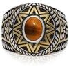 Bijoux Orusbijoux Bague Homme Argent Soleil Ethnique ?il De Tigre Argent Marron