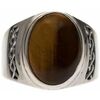 Bijoux Orusbijoux Bague Homme ?il De Tigre Massive Argent Marron
