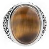 Bijoux Orusbijoux Bague Homme ?il Argent Pierre ?il De Tigre Marron