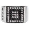 Bijoux Orusbijoux Chevali&egrave;re Argent Moderne Et G&eacute;ometrique Pav&eacute;e Pierre Noire Argent&eacute;