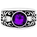 Bijoux Orusbijoux Bague Homme Argent T&ecirc;te De Mort Pierre Mauve Solo Skulls Violet Grenoble