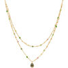 Collier Orusbijoux Collier Argent Dor&eacute; Double Chaine Goutte Pierres Naturelles Dor&eacute;