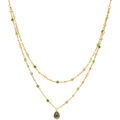 Collier Orusbijoux Collier Argent Dor&eacute; Double Chaine Goutte Pierres Naturelles Dor&eacute;