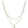 Collier Orusbijoux Collier Argent Dor&eacute; Double Chaine Goutte Pierres Naturelles Dor&eacute;