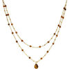 Collier Orusbijoux Collier Argent Dor&eacute; Double Chaine Goutte Pierres Naturelles Dor&eacute;