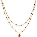 Collier Orusbijoux Collier Argent Dor&eacute; Double Chaine Goutte Pierres Naturelles Dor&eacute; Grenoble