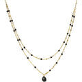 Collier Orusbijoux Collier Argent Dor&eacute; Double Chaine Goutte Pierres Naturelles Dor&eacute;