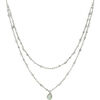 Collier Orusbijoux Collier Argent Rhodi&eacute; Double Chaine Goutte Pierres Argent&eacute;