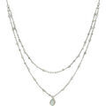 Collier Orusbijoux Collier Argent Rhodi&eacute; Double Chaine Goutte Pierres Argent&eacute; Grenoble