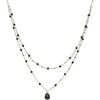 Collier Orusbijoux Collier Argent Rhodi&eacute; Double Chaine Goutte Pierres Argent&eacute;