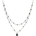 Collier Orusbijoux Collier Argent Rhodi&eacute; Double Chaine Goutte Pierres Argent&eacute; Grenoble