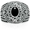 Bijoux Orusbijoux Bague Homme Argent Soleil Ethnique Onyx Argent&eacute;