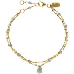 Bracelets Orusbijoux Bracelet En Argent Dor&eacute; Double Chaine Pierres Naturelles Dor&eacute;
