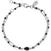 Bracelets Orusbijoux Bracelet Argent Rhodi&eacute; Double Chaine Goutte Et Pierres Argent&eacute;