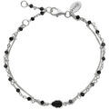 Bracelets Orusbijoux Bracelet Argent Rhodi&eacute; Double Chaine Goutte Et Pierres Argent&eacute; Grenoble