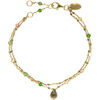 Bracelets Orusbijoux Bracelet En Argent Dor&eacute; Double Chaine Pierres Naturelles Dor&eacute;