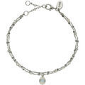 Bracelets Orusbijoux Bracelet En Argent Rhodi&eacute; Double Chaine Pierres Naturelles Argent&eacute; Grenoble