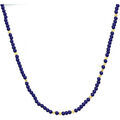 Collier Orusbijoux Collier Argent Dor&eacute; Simple Perles Lapis Lazuli Bleu
