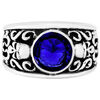 Bijoux Orusbijoux Bague Homme Argent T&ecirc;te De Mort Pierre Bleue Solo Skulls Bleu