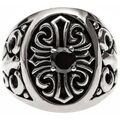 Bijoux Orusbijoux Chevali&egrave;re Homme Croix Pierre Noire Argent Noir Grenoble